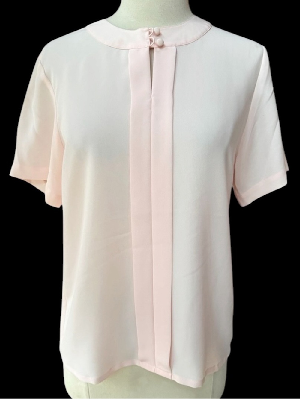 1980s/90s Michelle Stuart 100% Pale Pink Lightweight Semi-Sheer Polyester Blouse